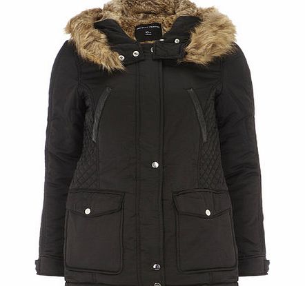 Bhs Black Faux Fur Hood Luxe Parka, black 19128588513