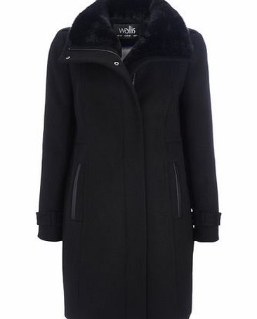 Bhs Black Faux Wool Coat, black 12034808513