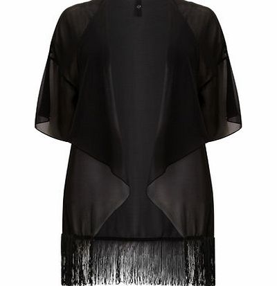 Bhs Black Fringe Kimono, black 12610998513
