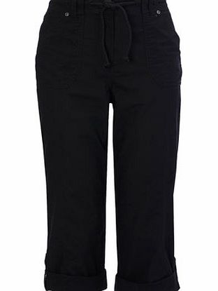 Bhs Black Great Value Cotton Crop Trousers, black