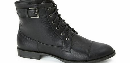 Bhs Black Lace Up Flat Ankle Boots, black 2844620137