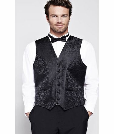 Black Paisley Wedding Waistcoat, Black BR66W12GBLK