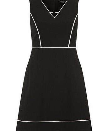Bhs Black Piped Skater Dress, black 19129388513