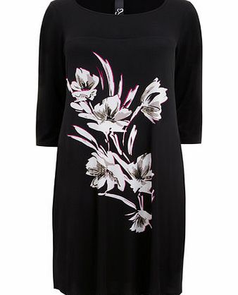 Bhs Black Placement Print Shift Dress, black