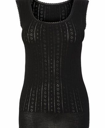 Bhs Black Pointelle Thermal Vest, black 4805528513