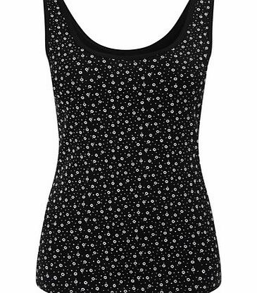 Black Printed Scoop Neck Vest, black 2423468513