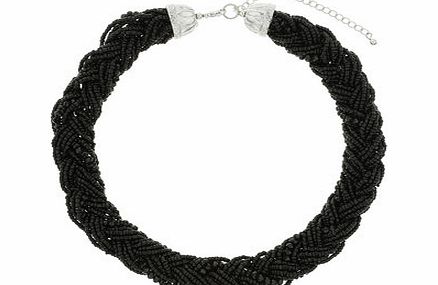 Bhs Black Seedbead Plait Necklace, black 12178528513