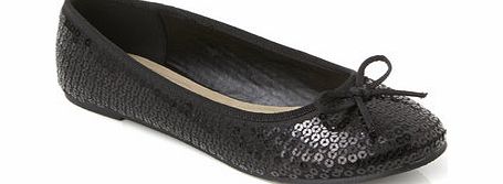 Bhs Black Sequin Ballerina Shoe, black 2845208513