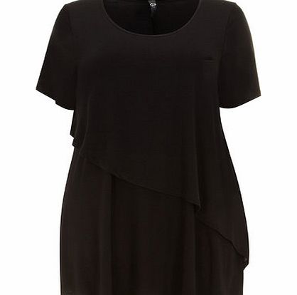 Bhs Black Short Sleeve Asymmetric Top, black