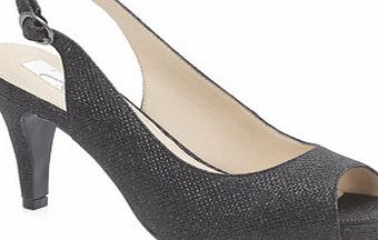 Bhs Black Sparkle Sling Back Court Shoes, black