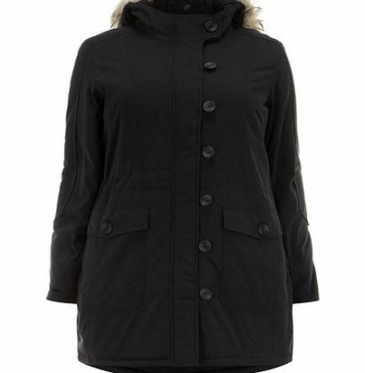 Bhs Black Traditional Style Parka Coat, black