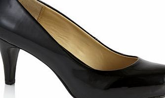 Bhs Black Twin Seam Toe Court Shoes, patent black