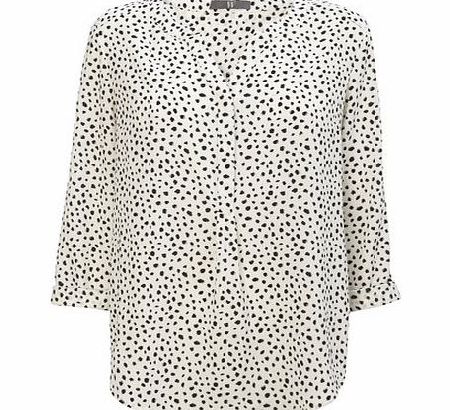 Bhs Black/white 3/4 Sleeve Popcorn Shirt,
