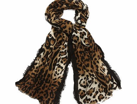 Bhs Black/White Animal Print Woven Scarf,
