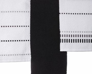 Bhs Black/white Essentials Linear Weft set of 3