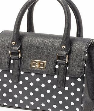 Bhs Black/White Flap Over Barrel Bag, black/white