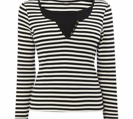 Bhs Black/White Petite Long Sleeve Jersey Top,