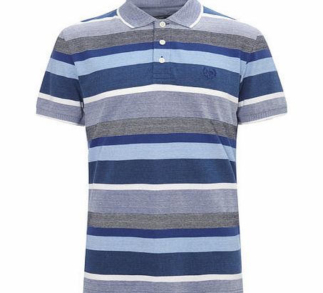 Bhs Block Stripe Polo Shirt, Blue BR52P33GBLU