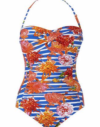 Bhs Blue And Orange Vibrant Floral Stripe Tummy