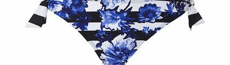 Bhs Blue And White Floral Stripe Bikini Bottom,