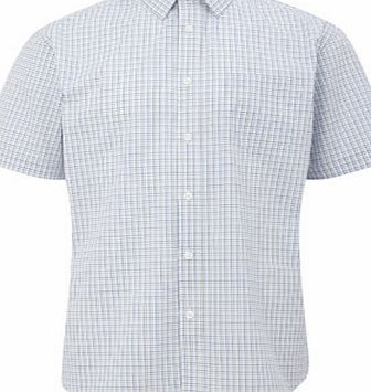 Bhs Blue and Yellow Small Grid Check Regular Fit