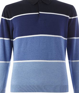 Bhs Blue Block Stripe Rugby Jumper, Blue BR53C01GBLU