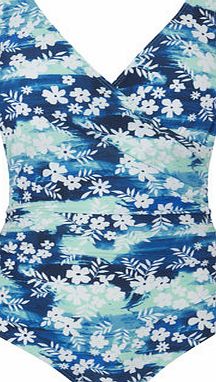 Bhs Blue Brushstroke Floral Printed Tummy Control