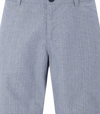 Bhs Blue Chambray Checked Chino Shorts, Blue