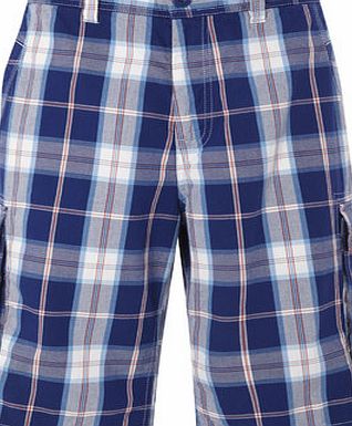 Bhs Blue Check Cargo Shorts, Blue BR57G02GBLU
