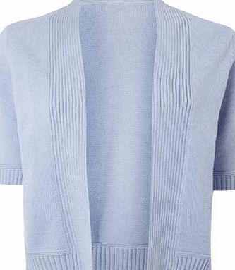 Bhs Blue Cotton Rib Detail Cardigan, blue 18980211483