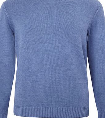 Bhs Blue Cotton Rich Crew Neck Jumper, Blue