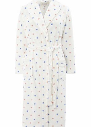 Bhs Blue/Cream Shawl Collar Spot Print Robe,