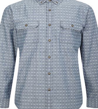 Bhs Blue Dobby Print Chambray Shirt, Blue BR51T03GBLU