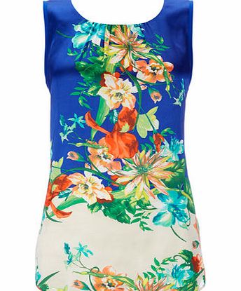 Bhs Blue Floral Border Shell Top, blue 12027261483