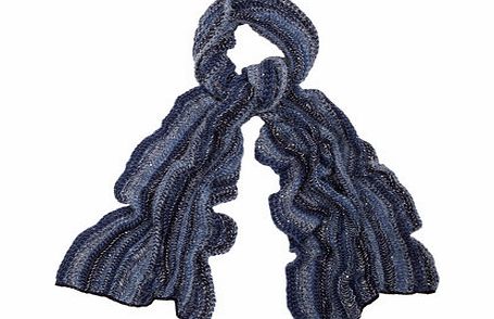 Bhs Blue Fluffy Ombre Ruffle Scarf, blue 6609841483
