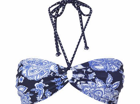 Bhs Blue Great Value Paisley Print Bandeau Top, blue