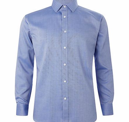 Bhs Blue Herringbone Point Collar Shirt, Blue