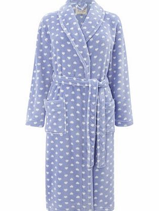 Bhs Blue Shawl Collar Heart Print Robe, blue 732861483