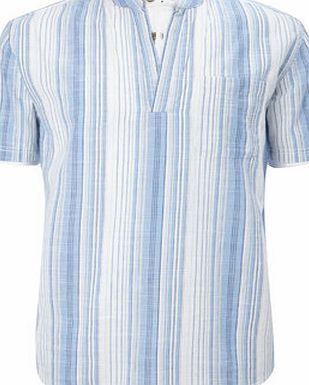 Bhs Blue Stripe Cotton Kaftan Shirt, Blue BR51A13GBLU