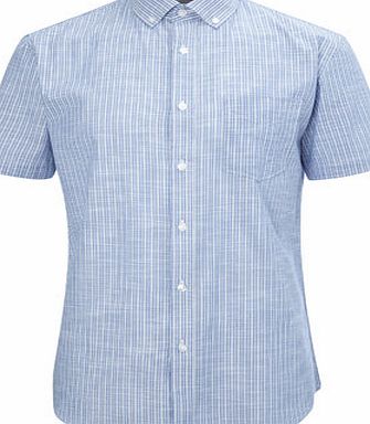 Bhs Blue Stripe Textured Cotton Shirt, Blue