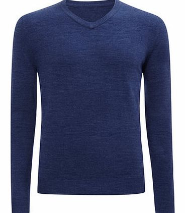 Blue Supersoft V Neck Jumper, Blue BR53A04FBLU