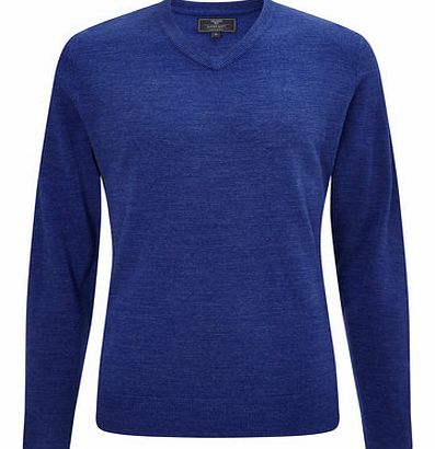 Blue Supersoft V Neck Jumper, Blue BR53A05FBLU