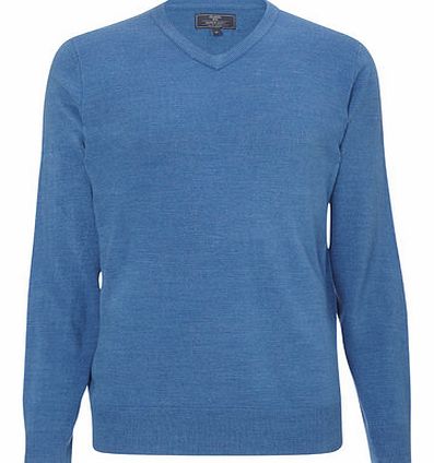 Blue Supersoft V Neck Jumper, Blue BR53A13FBLU