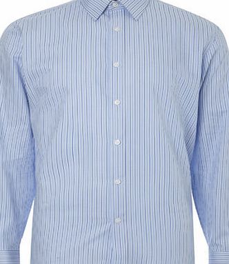 Bhs Blue Twill Stripe Point Collar Shirt, Blue