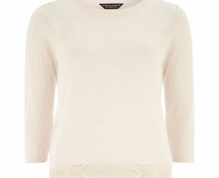Bhs Blush Lace Hem Jumper, pink 19129600528
