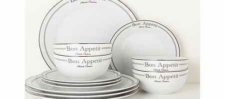 Bon Appetit 12 Piece Dinner Set, black/white