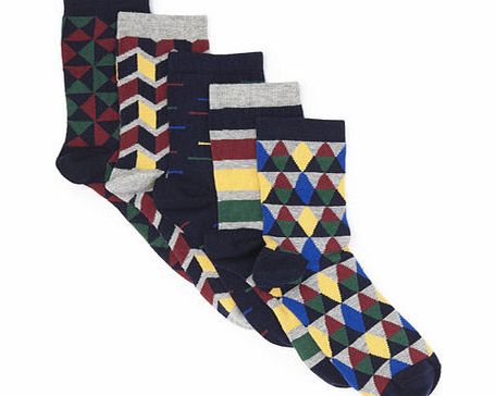 Bhs Boys 5 Pack Geo Design Socks, multi 1497659530