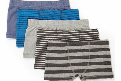 Bhs Boys 5 Pack Marl Stripe Trunks, blue marl