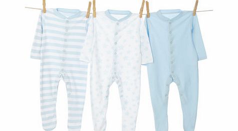 Boys Baby Boys Essential 3 Pack Sleepsuit Set,