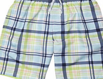 Bhs Boys Blue Checked Swim Shorts, blue multi